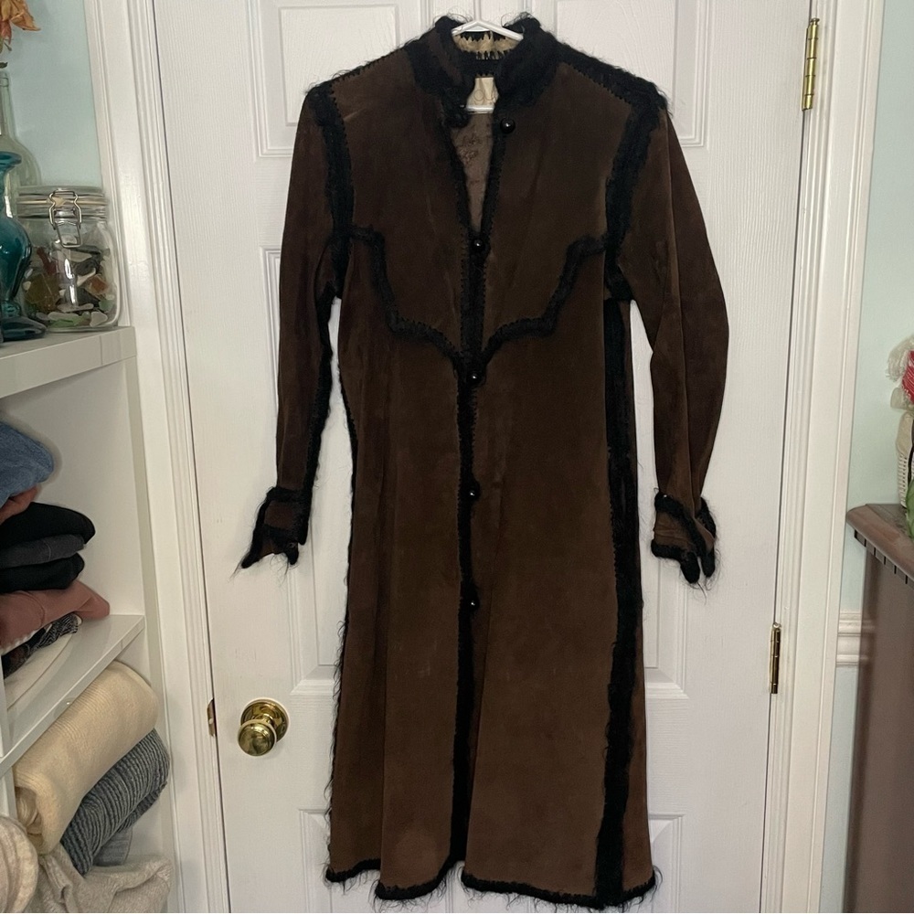Gundi Design Workshop Vintage Suede Brown Daisy Jones Long Coat Small
